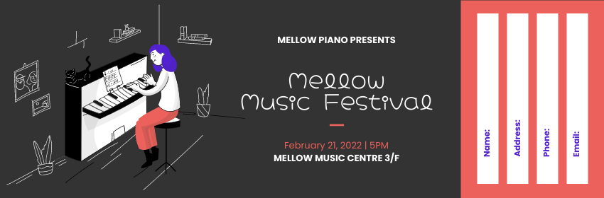 Ticket template: Piano Music Festival Ticket (Created by Visual Paradigm Online's Ticket maker)
