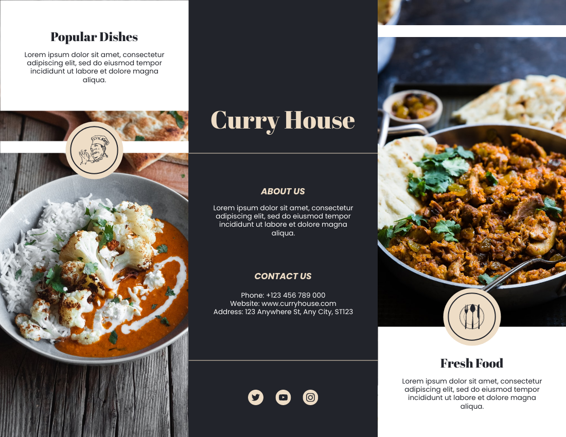 Brochure template: Curry House Restaurant Brochure (Created by Visual Paradigm Online's Brochure maker)