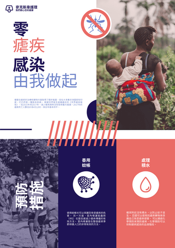 Editable posters template:瘧疾簡易預防措施宣傳海報