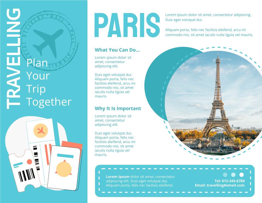 Brochure template: Travel Planning To Paris Brochure (Created by Visual Paradigm Online's Brochure maker)