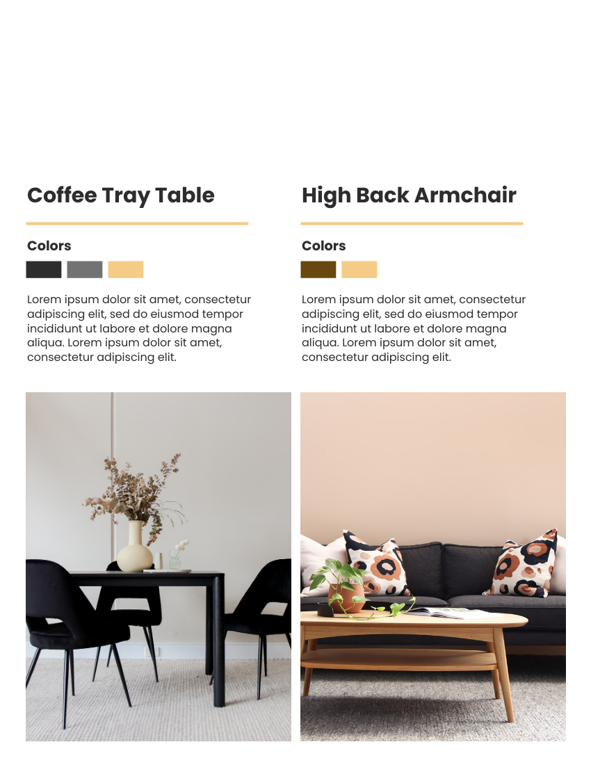 Catalog template: Home Furniture Catalog (Created by Visual Paradigm Online's Catalog maker)
