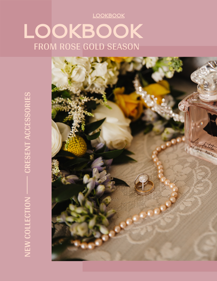 Lookbook 模板。Rose Gold Jewelry Lookbook (由 Visual Paradigm Online 的Lookbook软件制作)