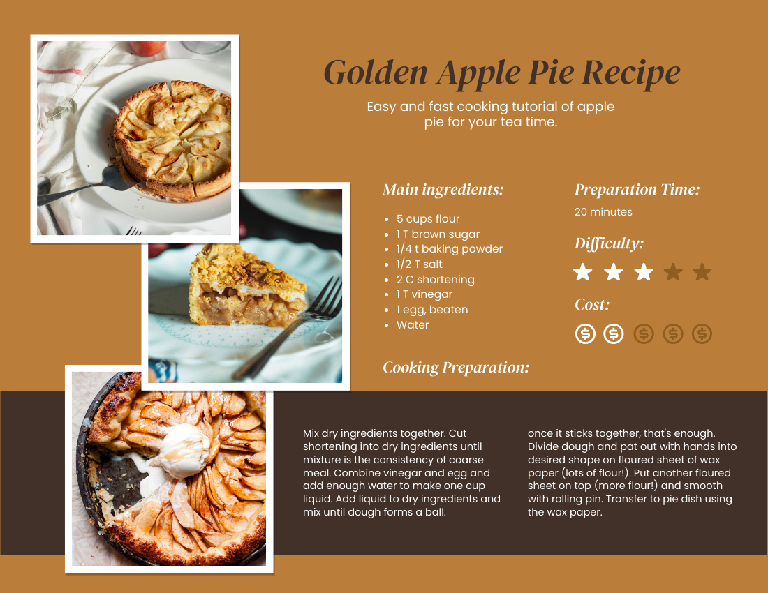 Golden Apple Pie Recipe Card