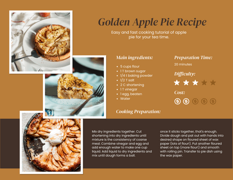 Recipe Card template: Golden Apple Pie Recipe Card (Created by InfoART's  marker)
