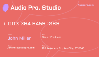 Business Card template: Red Audio Pro Business Cards (Created by Visual Paradigm Online's Business Card maker)