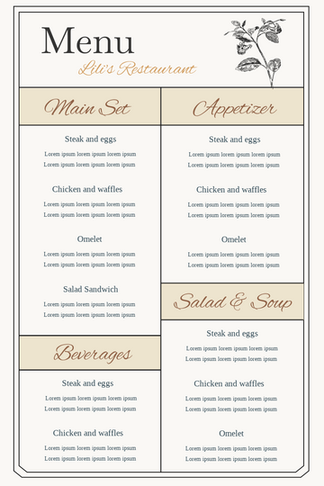 Editable menus template:Floral Menu