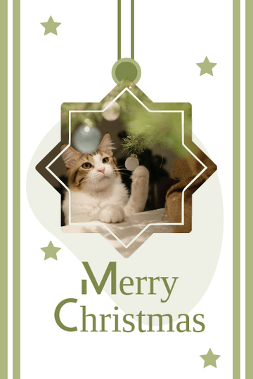 Editable greetingcards template:Little Cat Christmas Card