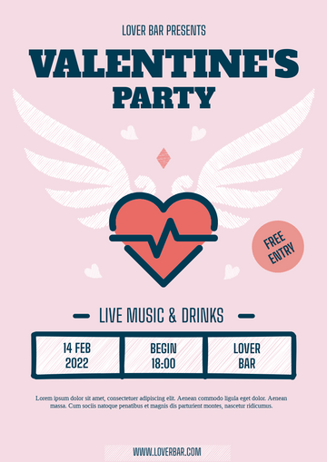 Flyer template: Valentine Party Flyer (Created by Visual Paradigm Online's Flyer maker)