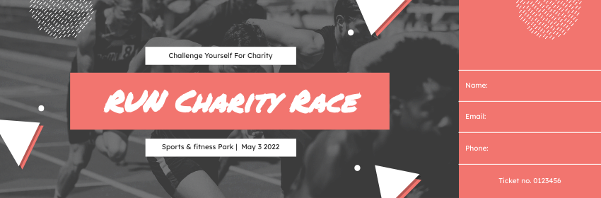 Ticket template: Run Charity Race Ticket (Created by Visual Paradigm Online's Ticket maker)