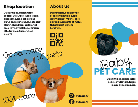 Brochure template: Baby Pet Care Brochure (Created by Visual Paradigm Online's Brochure maker)