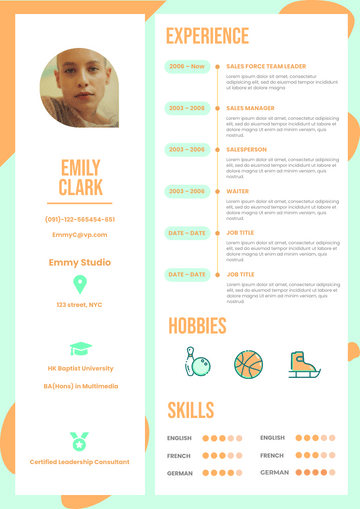 Resume template: Orange Mint Resume (Created by Visual Paradigm Online's Resume maker)