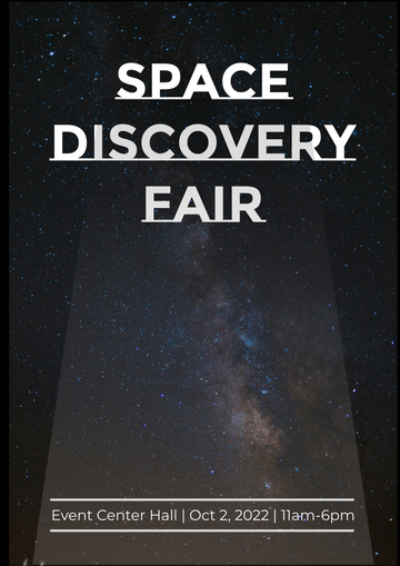 Poster template: Space Discovery Fair Poster (Created by Visual Paradigm Online's Poster maker)