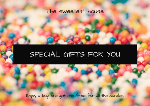 Editable giftcards template:Colorful Candy Background Special Gift Card