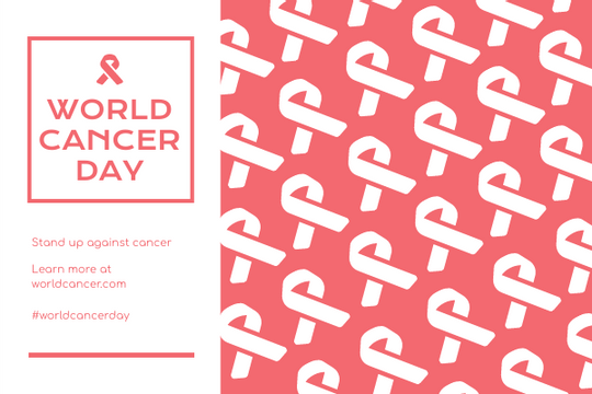 Pink White Ribbon Patterns World Cancer Day Greeting Card