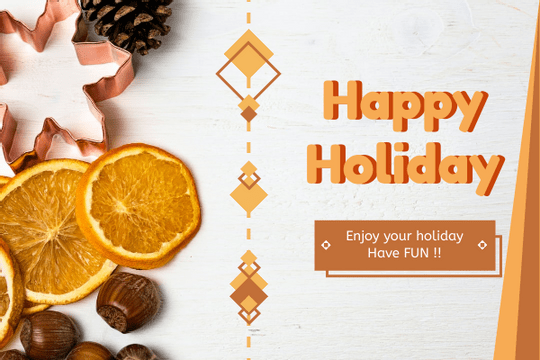 Greeting Card template: Orange Happy Holiday Greeting Card (Created by Visual Paradigm Online's Greeting Card maker)
