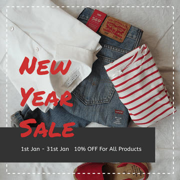 Editable instagramposts template:Clothing New Year Sale Instagram Post