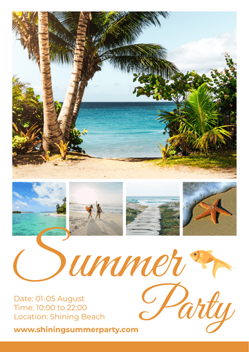 Posters template: Summer Beach Party Poster (Created by Visual Paradigm Online's Posters maker)