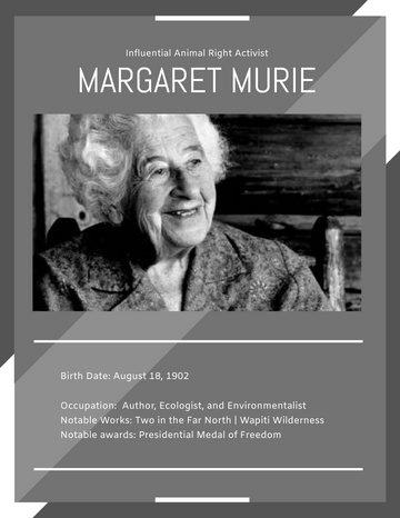 Biography 模板。Margaret Murie Biography (由 Visual Paradigm Online 的Biography软件制作)