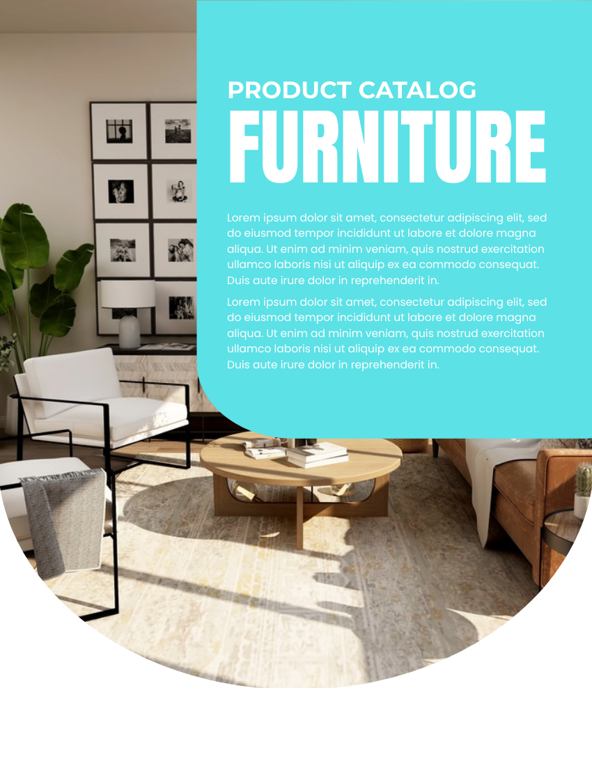 产品目录 模板。Comfy Furniture Cataog (由 Visual Paradigm Online 的产品目录软件制作)