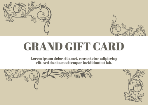Editable giftcards template:Grand Gift Card
