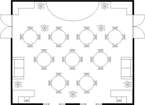 平面图 模板。宴会厅平面图 (由 Visual Paradigm Online 的平面图软件制作)