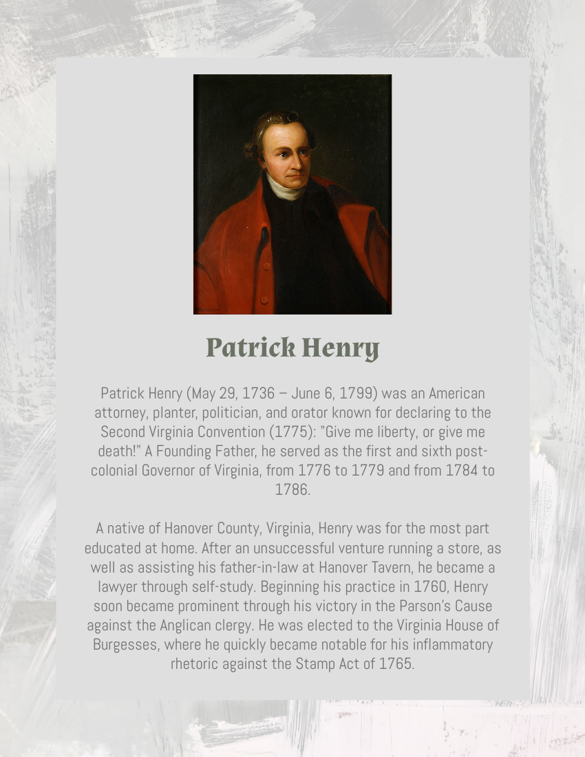 Quote 模板。 Give me liberty, or give me death! - Patrick Henry (由 Visual Paradigm Online 的Quote軟件製作)