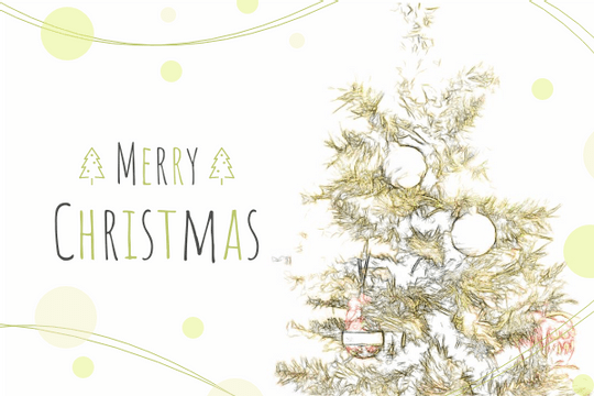 Editable greetingcards template:Christmas Tree Illustration Christmas Card