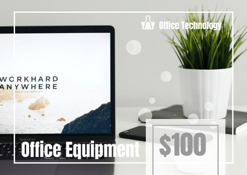 Editable giftcards template:Office Equipment Gift Card