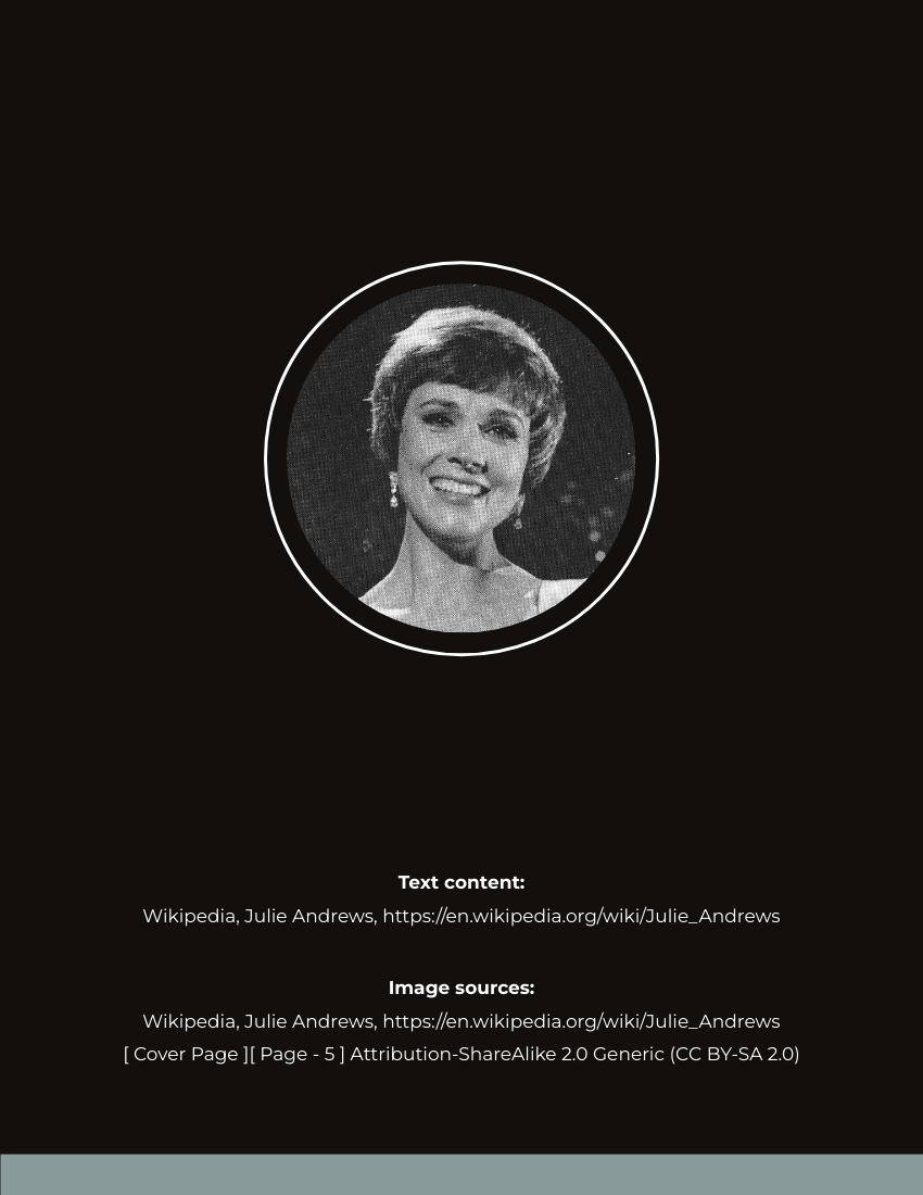 Biography template: Julie Andrews Biography (Created by Visual Paradigm Online's Biography maker)