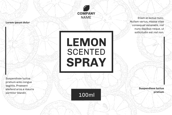 Lemon scented spray Label