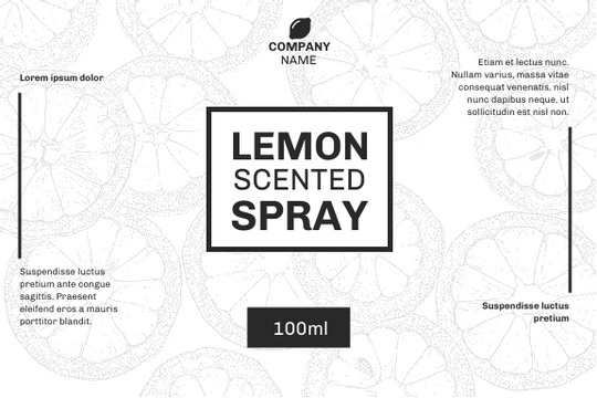 Lemon scented spray Label