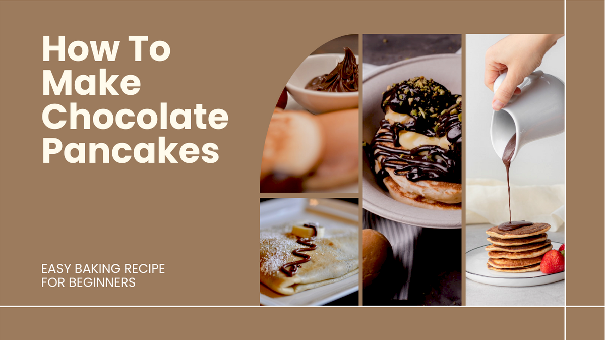 YouTube 缩图 模板。Chocolate Pancakes Recipe YouTube Thumbnail (由 Visual Paradigm Online 的YouTube 缩图软件制作)