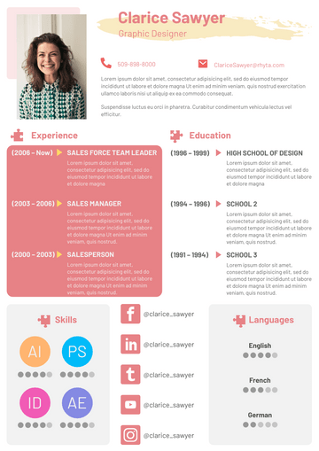 Resume template: Creative Resume 2 (Created by Visual Paradigm Online's Resume maker)