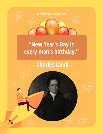 Quote 模板。 New Year's Day is every man's birthday. —Charles Lamb (由 Visual Paradigm Online 的Quote軟件製作)