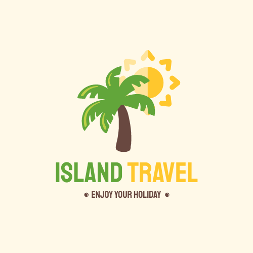Travelling Logo Created With Illustrations Of Trees And Sun
