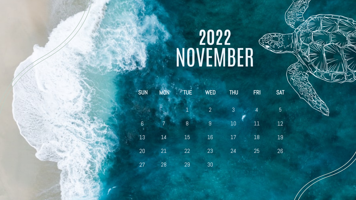 Calendar 模板。 Ocean Themed Calendar (由 Visual Paradigm Online 的Calendar軟件製作)