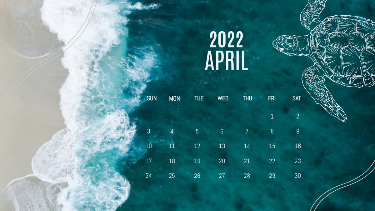 Calendar 模板。 Ocean Themed Calendar (由 Visual Paradigm Online 的Calendar軟件製作)