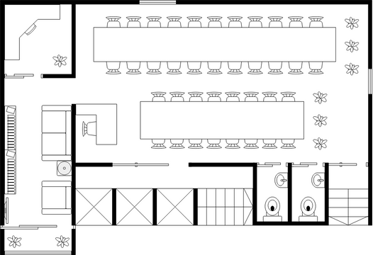 Floor Plan template: Private Dinner Hall Floor Plan (Created by Visual Paradigm Online's Floor Plan maker)