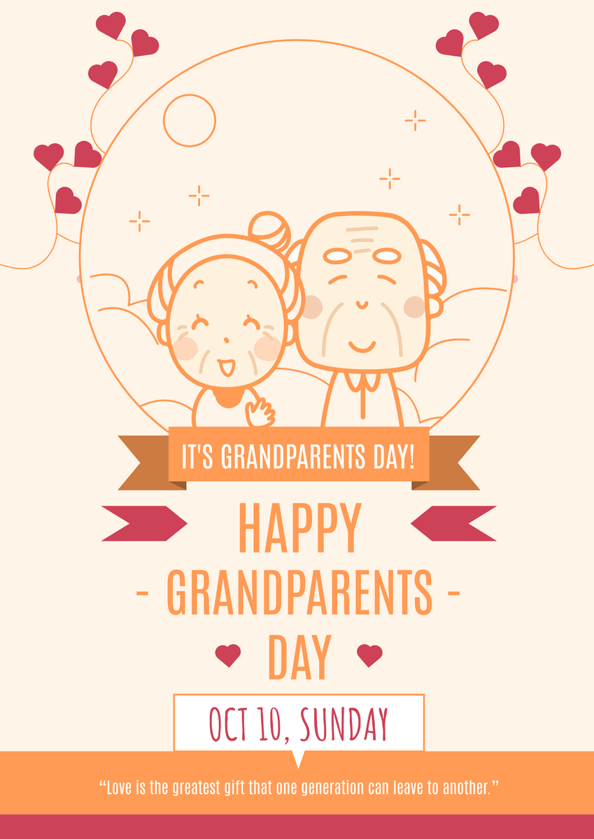 Poster template: Orange Grandparents Day Poster (Created by Visual Paradigm Online's Poster maker)