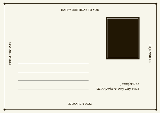 Postcard template: Brown Fireworks Birthday Postcard (Created by Visual Paradigm Online's Postcard maker)