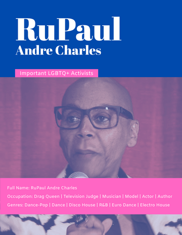Biography 模板。RuPaul Andre Charles Biography (由 Visual Paradigm Online 的Biography软件制作)