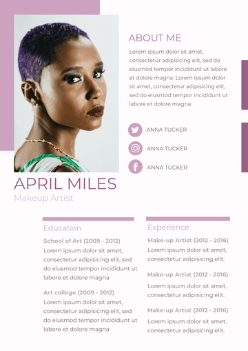 Resume template: Purple Resume 2 (Created by Visual Paradigm Online's Resume maker)