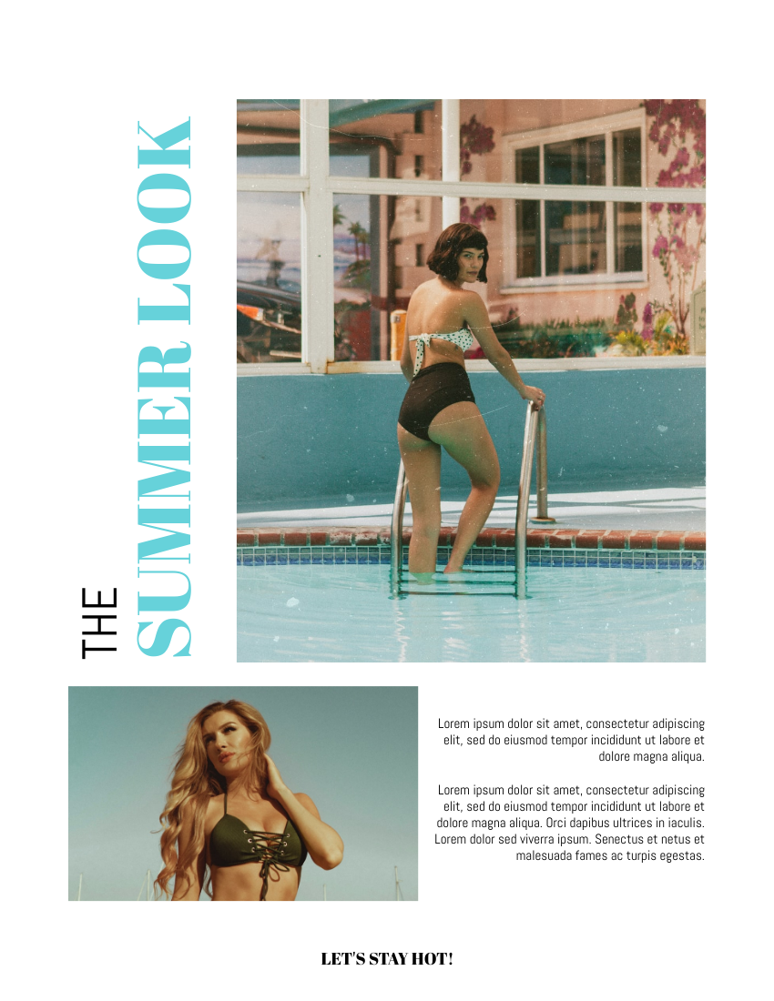 Lookbook 模板。 Summer Swimwear Lookbook (由 Visual Paradigm Online 的Lookbook軟件製作)