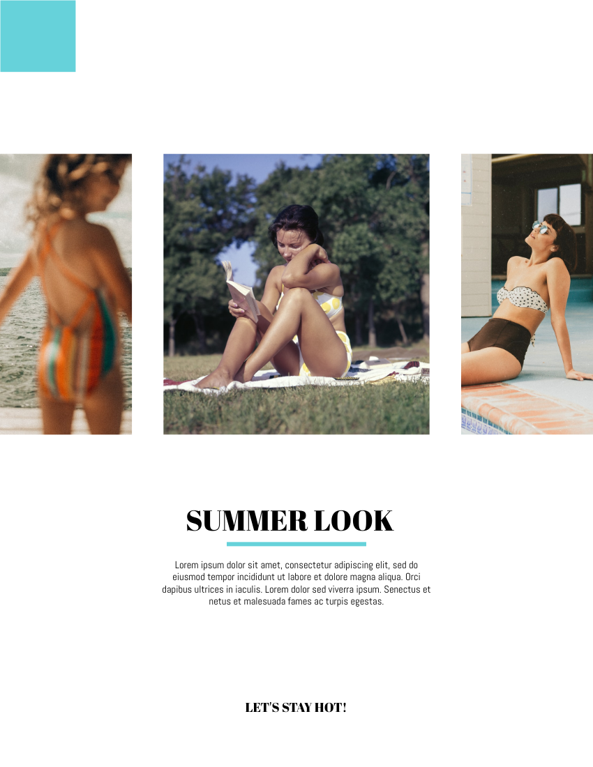Lookbook 模板。 Summer Swimwear Lookbook (由 Visual Paradigm Online 的Lookbook軟件製作)