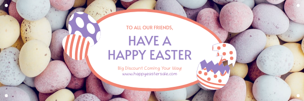 Email Header template: Pink Purple Egg Cartoon Easter Email Header (Created by InfoART's Email Header maker)