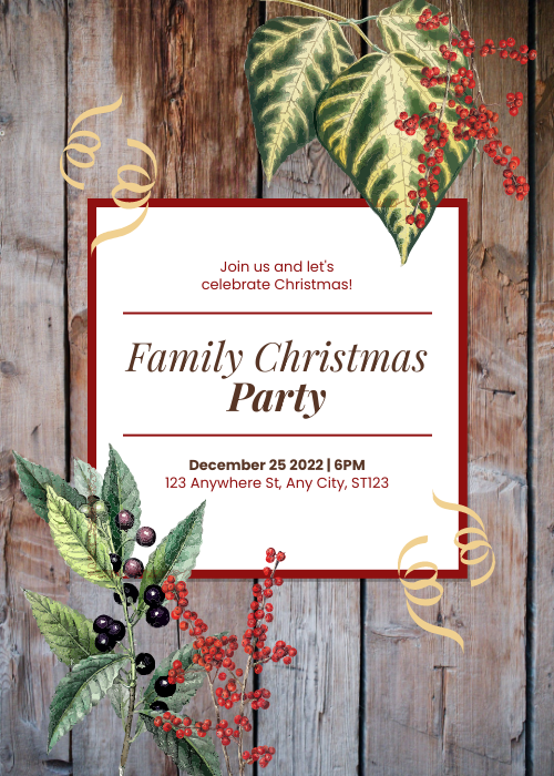Invitation template: Celebrating Christmas Family Party Invitation (Created by Visual Paradigm Online's Invitation maker)