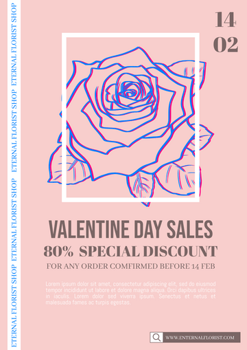 Editable posters template:Valentine Day Sales Poster With Details
