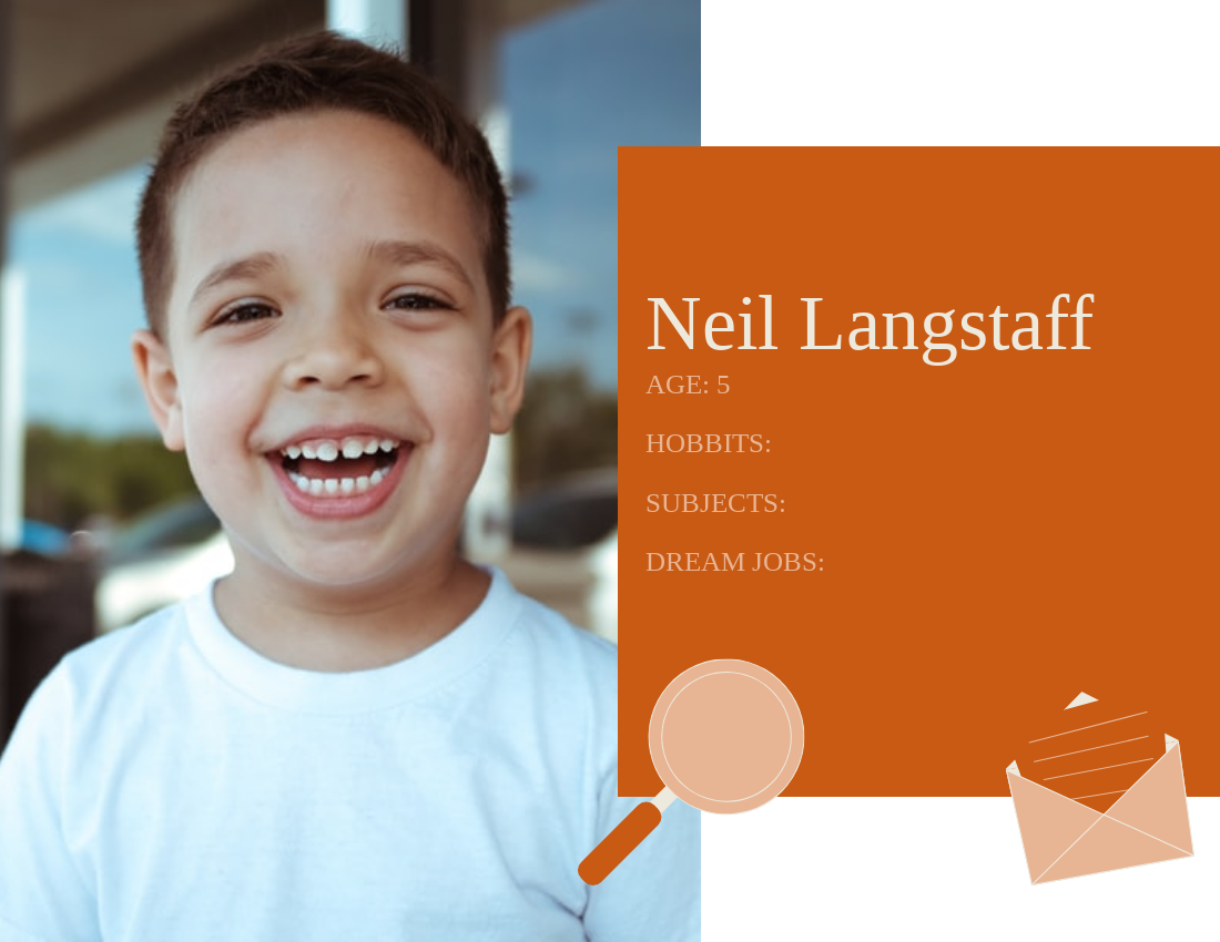 年鉴照相簿 模板。Orange Kindergarten Yearbook Photo Book (由 Visual Paradigm Online 的年鉴照相簿软件制作)