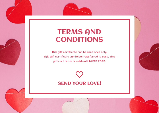 Gift Card template: Pink Red Hearts Background Valentine's Day Gift Card (Created by Visual Paradigm Online's Gift Card maker)