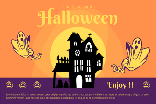 贺卡 模板。Haunted Attraction Themed Halloween Card (由 Visual Paradigm Online 的贺卡软件制作)